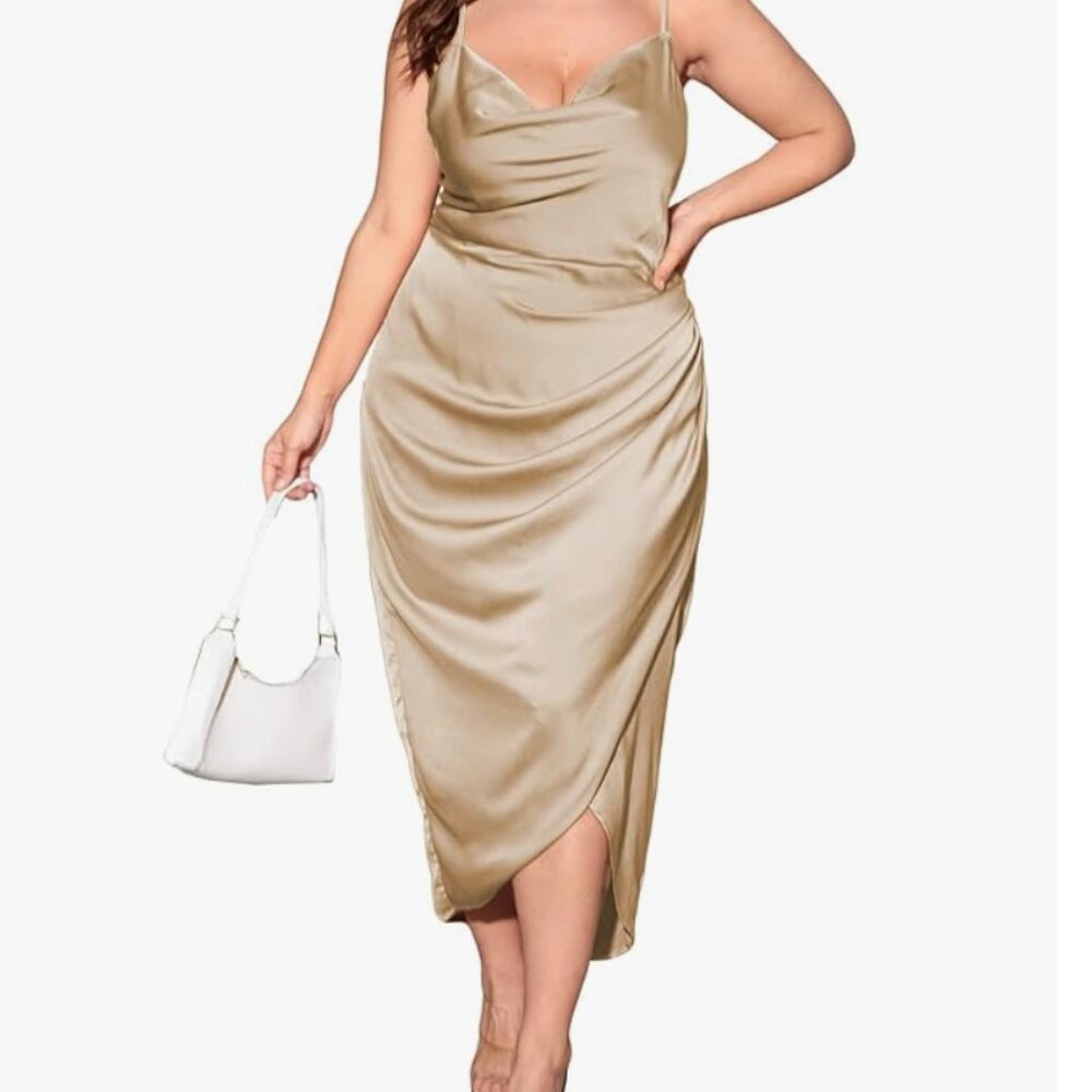 *New with Tags* Floerns Satin Spaghetti Strap Dress